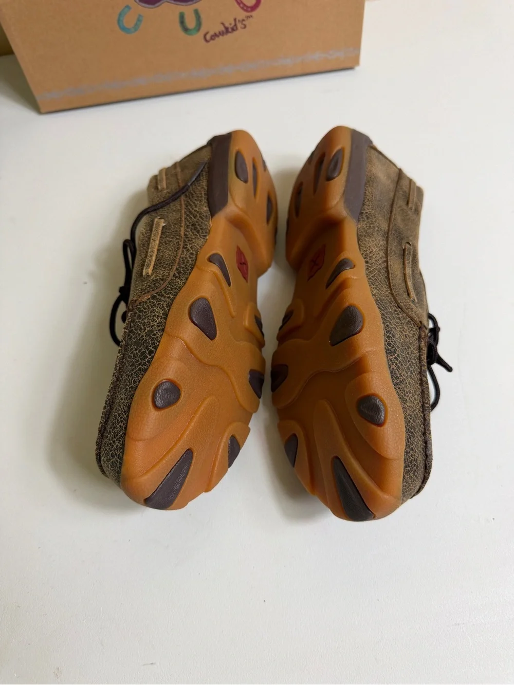 Twisted X Kids' Leopard/Cheetah Boat Shoe Driving Moccasins brown size 6